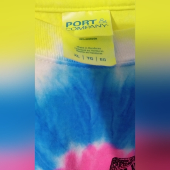 Port and Company Spiral Tie-Dye Long Sleeve Shirt - Neon Yellow, Pink, Blue - Picture 3 of 6